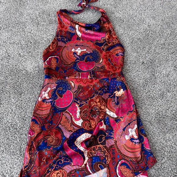 HOUSE OF HARLOW 1960 COWL NECK PAISLEY PRINT HALTER Backless DRESS Women’s 6 - Picture 1 of 13